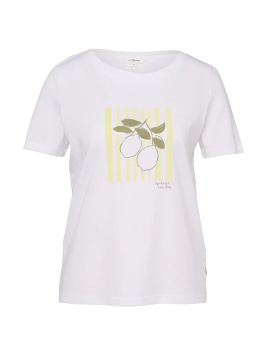 Foto van product s.Oliver Shirt lichtgeel / olijfgroen / wit