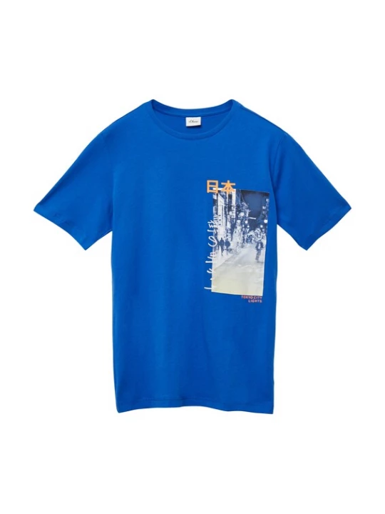 Foto van product s.Oliver Shirt navy / royal blue / koningsblauw / lichtgrijs / oranje