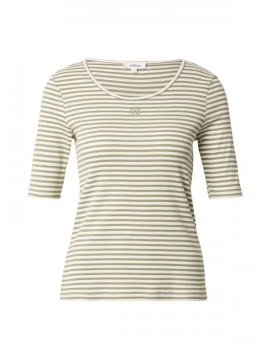 Foto van product s.Oliver Shirt olijfgroen / wit