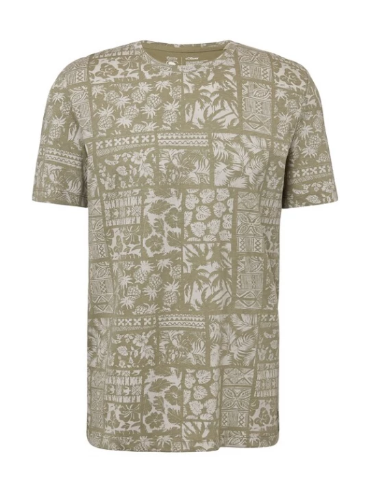 Foto van product s.Oliver Shirt olijfgroen / wit
