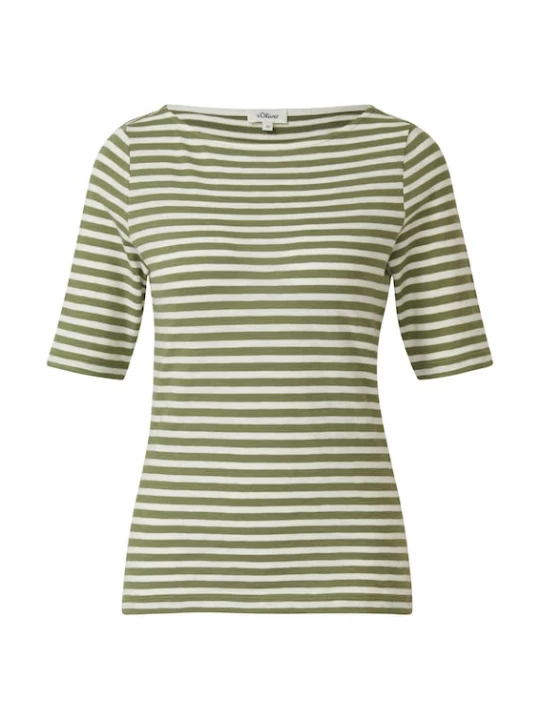 Foto van product s.Oliver Shirt olijfgroen / wit