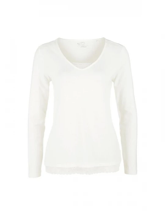 Foto van product s.Oliver Shirt 's.Oliver - Wit t-shirt met hals detail' crème
