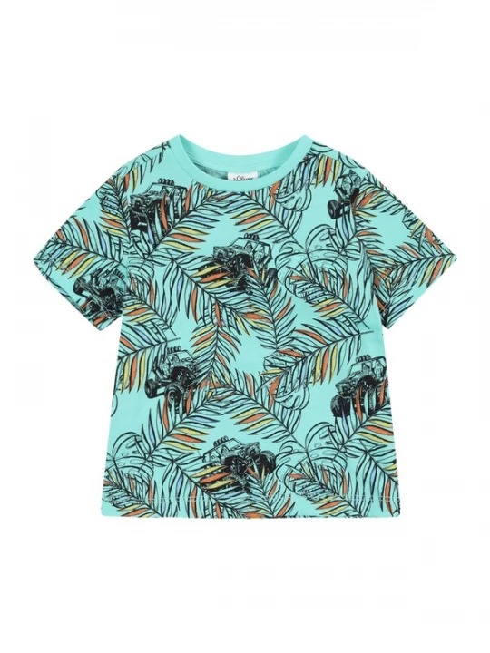 Foto van product s.Oliver Shirt turquoise / geel / kreeft / zwart