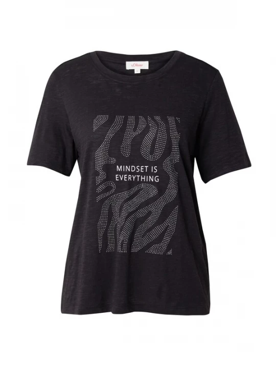 Foto van product s.Oliver Shirt zwart gemêleerd / wit