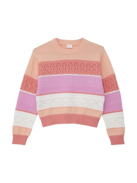 Foto van product s.Oliver Trui abrikoos / zalm roze / eosine / offwhite