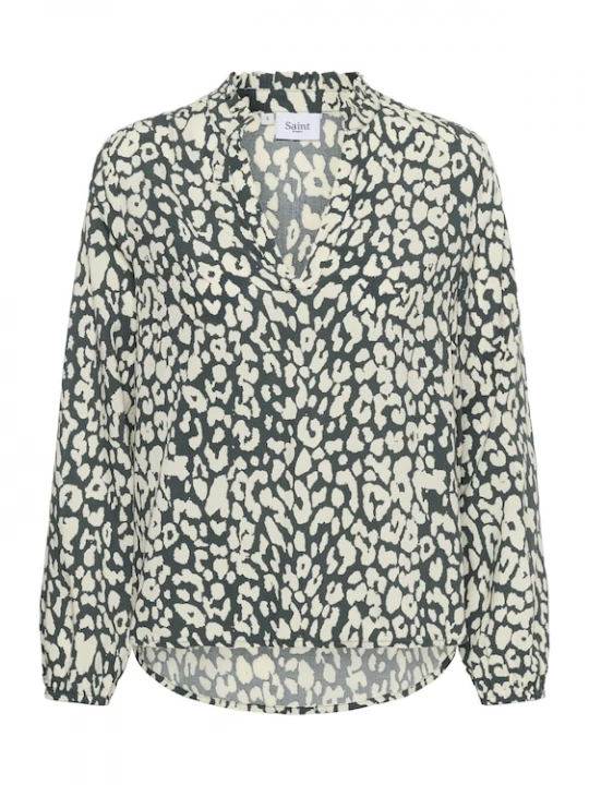 Foto van product SAINT TROPEZ Blouse 'Eda' grijs / wit