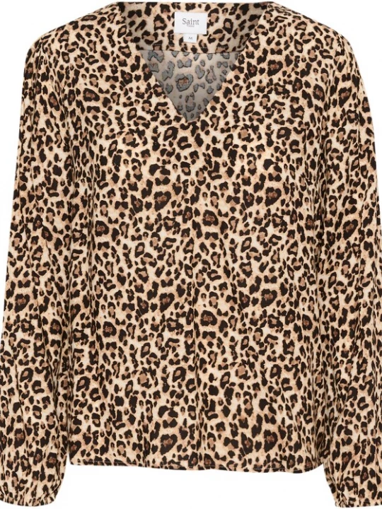 Foto van product SAINT TROPEZ Blouse 'Gazel' beige / bruin / zwart