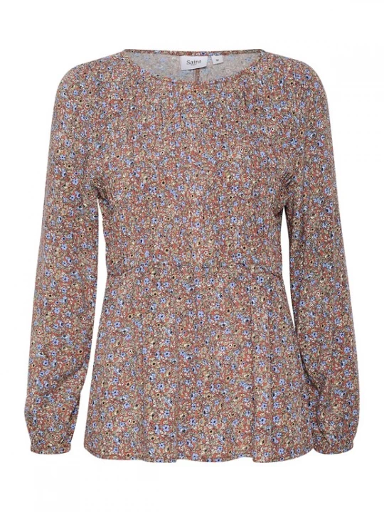 Foto van product SAINT TROPEZ Blouse 'Gisla' lichtblauw / pastelgroen / pastelrood / wit