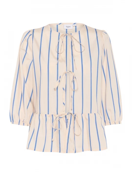 Foto van product SAINT TROPEZ Blouse 'KotrinaSZ' sand / azuur / zwart