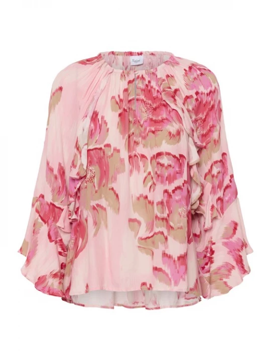 Foto van product SAINT TROPEZ Blouse 'PollyanaSZ' beige / lichtroze / rood