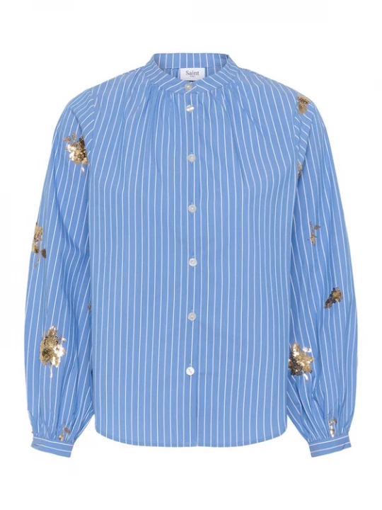 Foto van product SAINT TROPEZ Blouse 'SoleilSZ' blauw / goud / wit