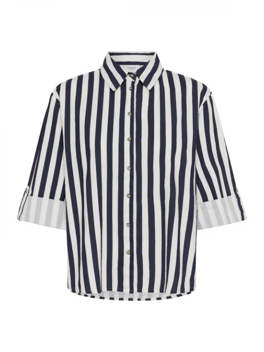 Foto van product SAINT TROPEZ Blouse 'Zalinda' donkerblauw / wit