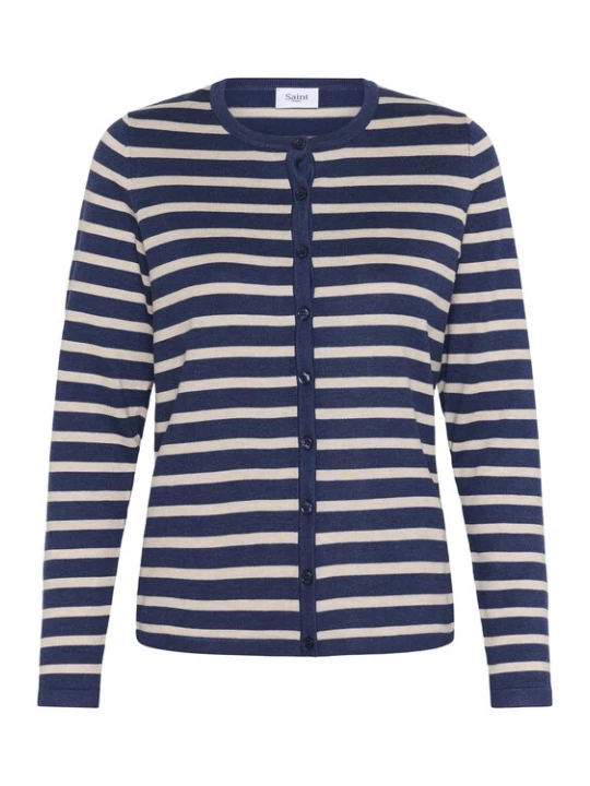 Foto van product SAINT TROPEZ Gebreid vest indigo / wit