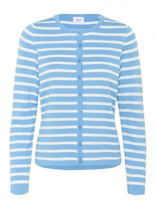 Foto van product SAINT TROPEZ Gebreid vest lichtblauw / wit