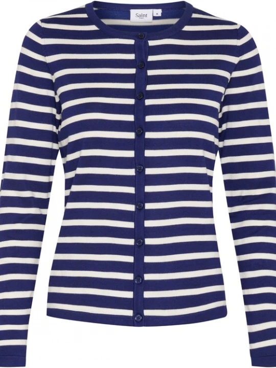 Foto van product SAINT TROPEZ Gebreid vest 'Mila' donkerblauw / wit