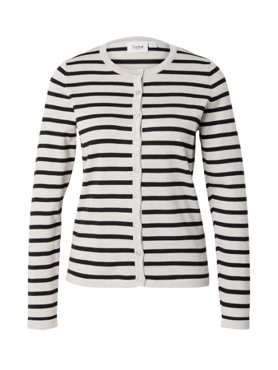 Foto van product SAINT TROPEZ Gebreid vest 'Mila' lichtgrijs / zwart