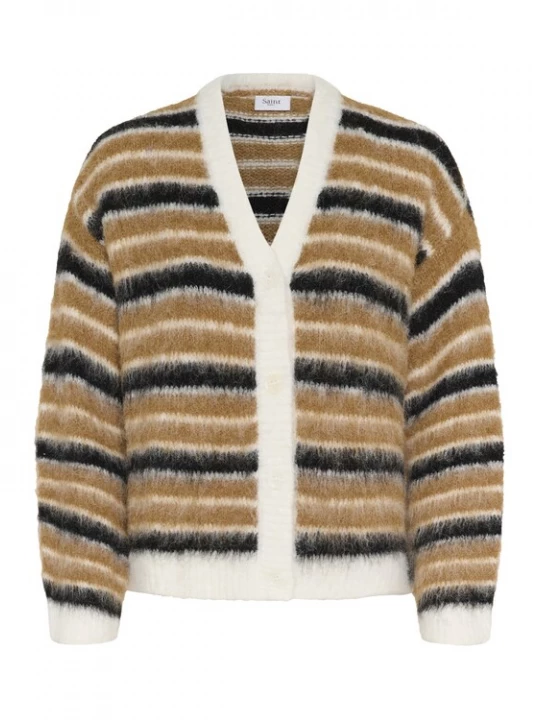 Foto van product SAINT TROPEZ Gebreid vest 'OlmaSZ' navy / cappuccino / wit