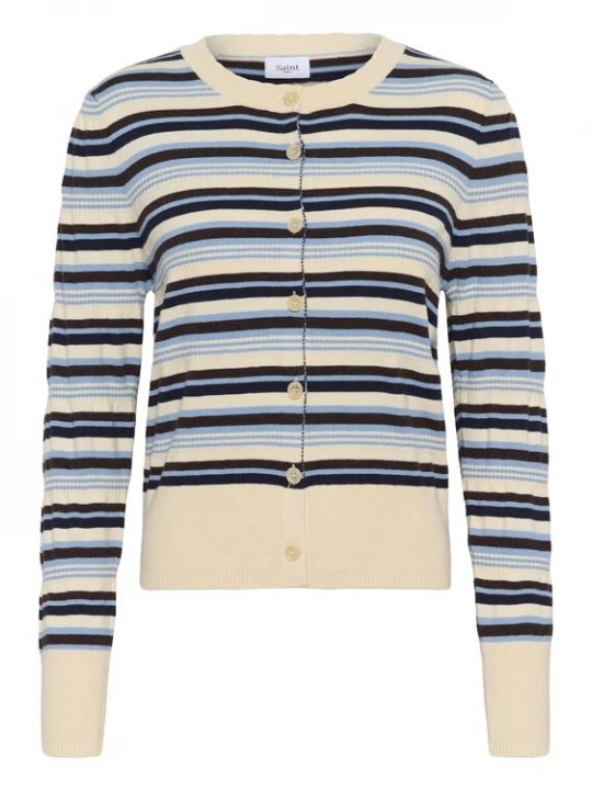 Foto van product SAINT TROPEZ Gebreid vest 'PhilliaSZ' crème / lichtblauw / donkerblauw