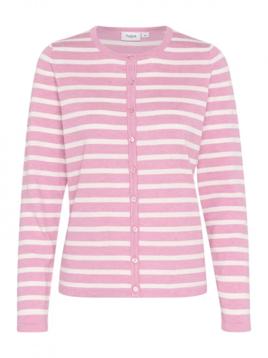 Foto van product SAINT TROPEZ Gebreid vest rosa / wit
