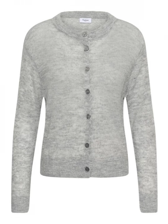 Foto van product SAINT TROPEZ Gebreid vest 'Sabbara' grijs gemêleerd