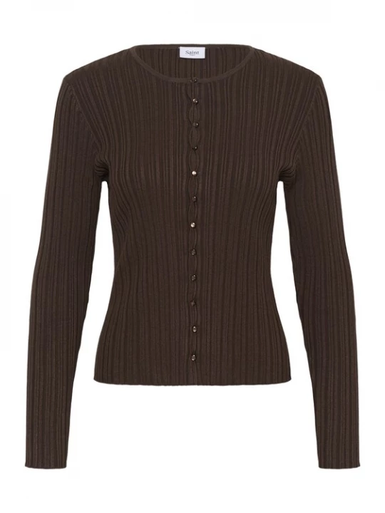 Foto van product SAINT TROPEZ Gebreid vest 'SigridaSZ' mokka
