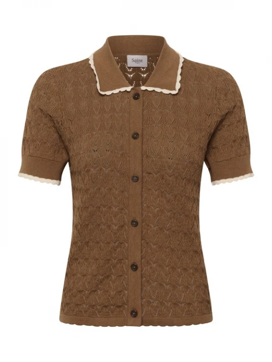 Foto van product SAINT TROPEZ Gebreid vest 'SZRonette' lichtbruin / wolwit