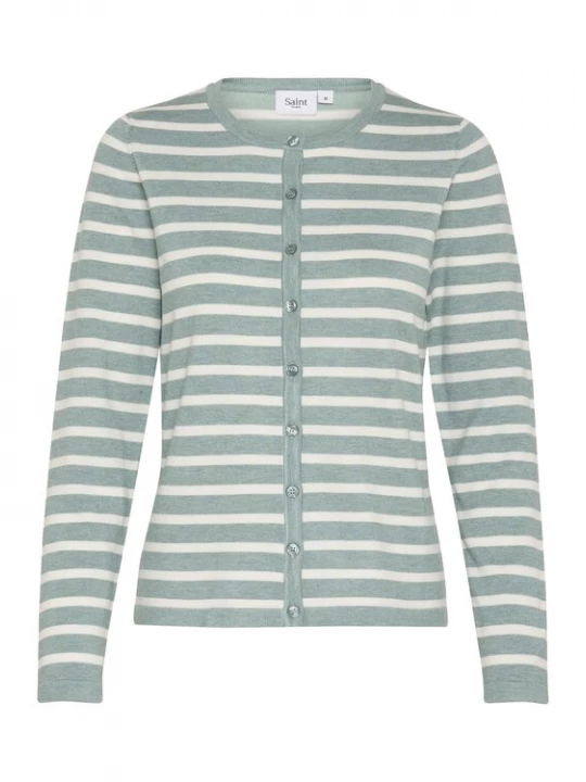 Foto van product SAINT TROPEZ Gebreid vest turquoise / wit