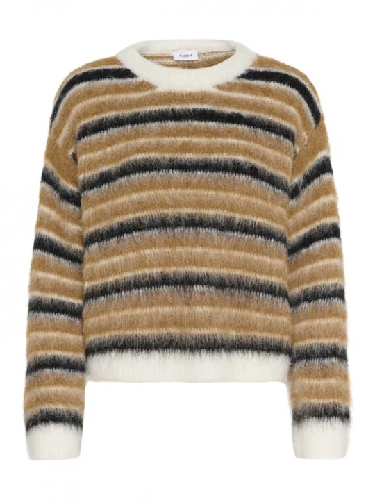 Foto van product SAINT TROPEZ Trui 'Olma' blauw / cappuccino / wit