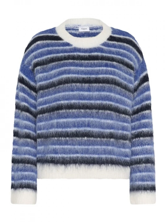 Foto van product SAINT TROPEZ Trui 'OlmaSZ' nachtblauw / royal blue / koningsblauw / wit