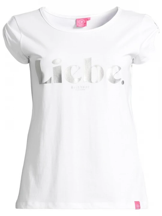 Foto van product salzhaut Shirt 'BIIKE LIEBE' zilver / wit