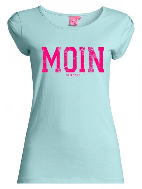 Foto van product salzhaut Shirt 'BIIKE - Moin' lichtblauw / cyclaam / donkerroze