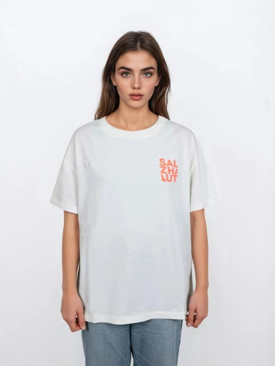 Foto van product salzhaut Shirt 'WEVEN' oranje / offwhite