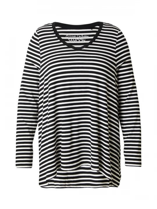 Foto van product SAMOON Shirt zwart / wit