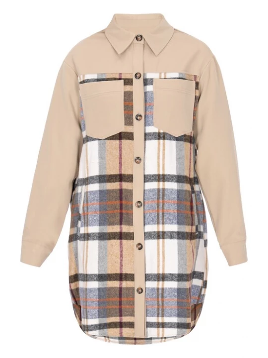 Foto van product SANIKA Blouse donkerbeige / cognac / zwart / wit
