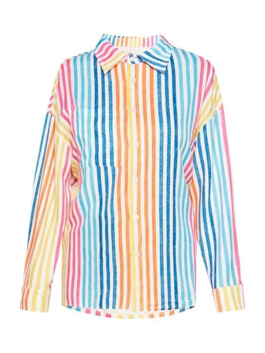 Foto van product SANIKA Blouse 'Fashion Look' lichtblauw / oranje / pink / wit