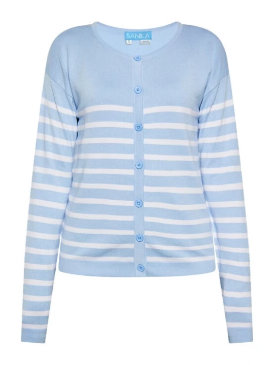Foto van product SANIKA Gebreid vest lichtblauw / wit