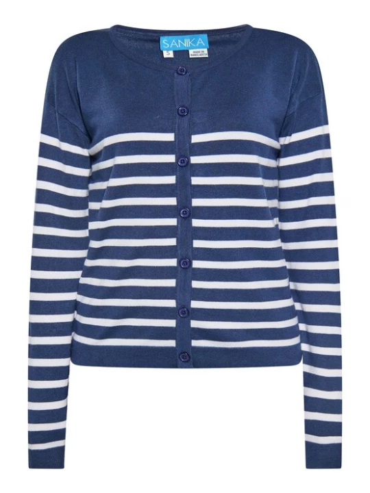 Foto van product SANIKA Gebreid vest marine / wit