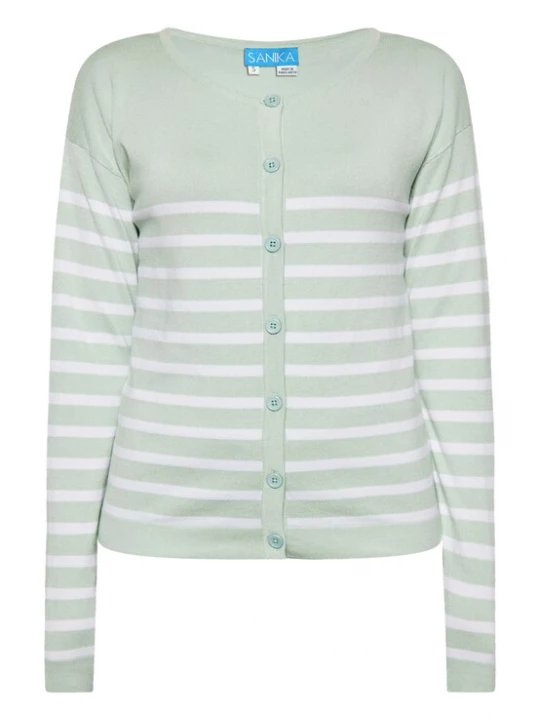 Foto van product SANIKA Gebreid vest pastelgroen / wit