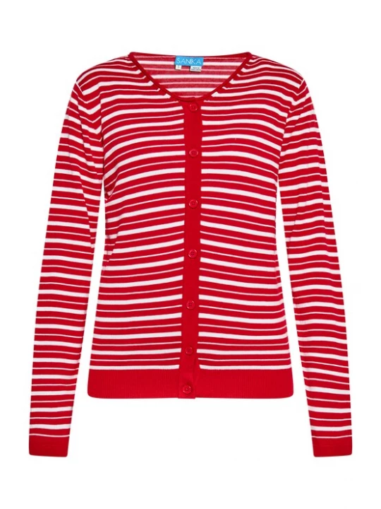 Foto van product SANIKA Gebreid vest rood / wit