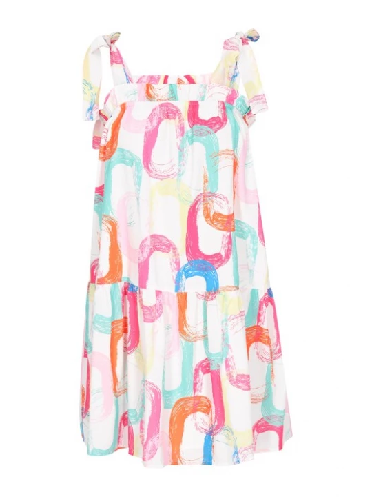 Foto van product SANIKA Jurk 'Fashion Look' turquoise / geel / pink / wit