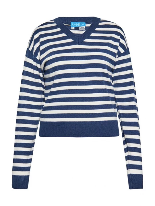 Foto van product SANIKA Trui marine / wit