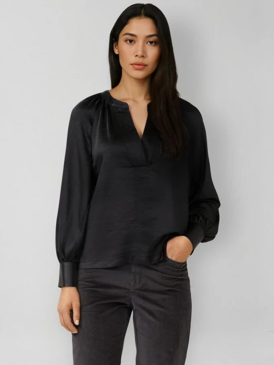 Foto van product Satijnen blouse met een diepe V-halslijn s.Oliver zwart