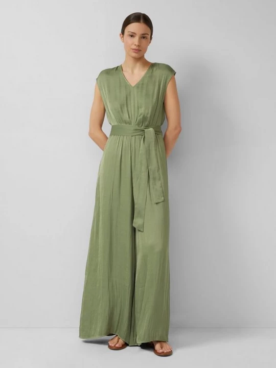 Foto van product Satijnen jumpsuit met extra wijde pijpen s.Oliver olijfgroen