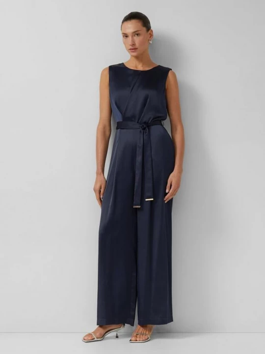 Foto van product Satijnen jumpsuit met strikceintuur s.Oliver blauw