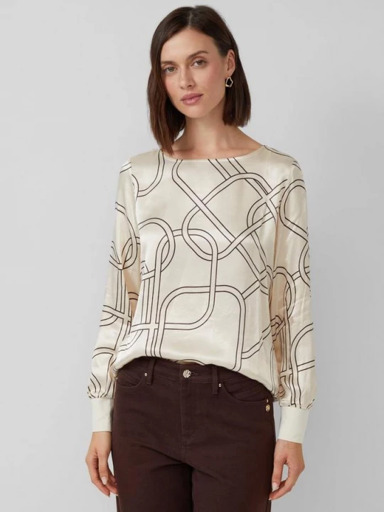 Foto van product Satijnen viscose blouse met plooien bij de halslijn s.Oliver crème
