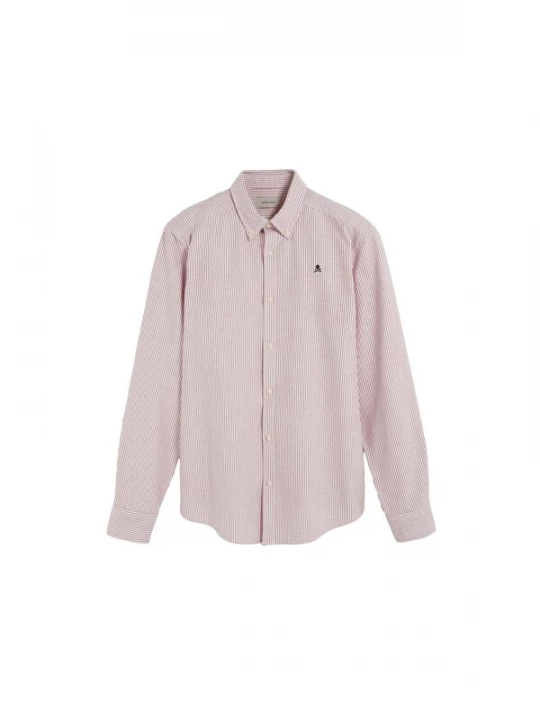 Foto van product Scalpers Overhemd 'New Oxford' bourgogne / wit
