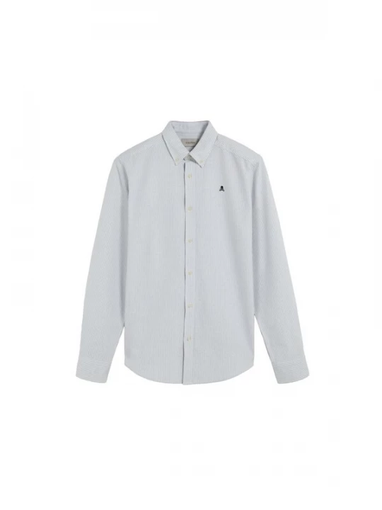 Foto van product Scalpers Overhemd 'New Oxford' kaki / wit
