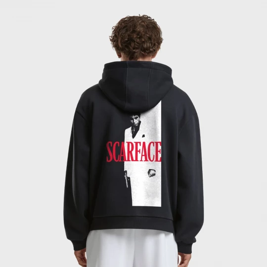 Foto van product Scarface Poster Fluffy Hoodie Mister Tee zwart