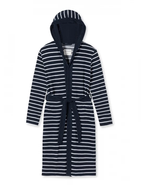 Foto van product SCHIESSER Badjas 'Feather Terry' donkerblauw / wit