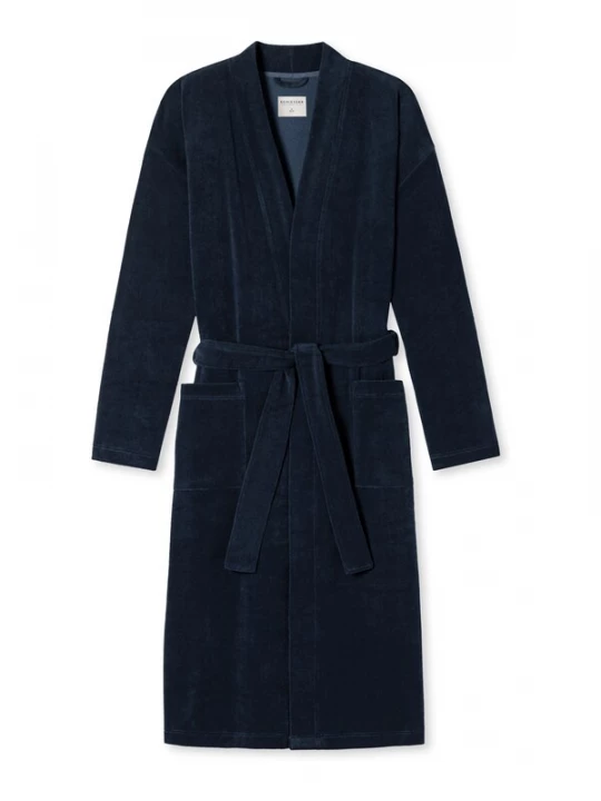 Foto van product SCHIESSER Badjas lang ' Feather Terry ' donkerblauw